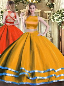 Traditional Orange Criss Cross Ball Gown Prom Dress Ruching Sleeveless Floor Length
