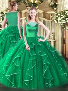 Fantastic Scoop Sleeveless Side Zipper Sweet 16 Dresses Turquoise Tulle