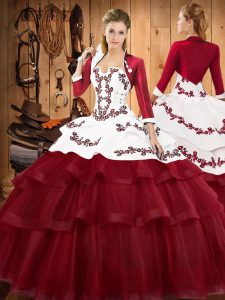 High Class Sleeveless Sweep Train Lace Up Embroidery and Ruffled Layers Sweet 16 Quinceanera Dress
