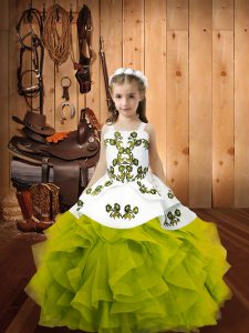 Sleeveless Embroidery and Ruffles Lace Up High School Pageant Dress
