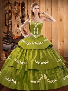 Exceptional Taffeta Sleeveless Floor Length Sweet 16 Dresses and Embroidery and Ruffled Layers