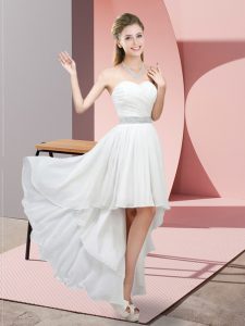 Delicate Sweetheart Sleeveless Lace Up Bridesmaid Dress White Chiffon