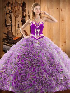 Dramatic Sleeveless Sweep Train Embroidery Lace Up Sweet 16 Quinceanera Dress
