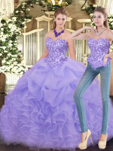 Floor Length Lavender Sweet 16 Dresses Sweetheart Sleeveless Zipper