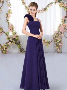 Purple Sleeveless Chiffon Lace Up Court Dresses for Sweet 16 for Wedding Party