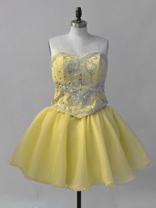 Sweetheart Sleeveless Lace Up Prom Dresses Yellow Organza