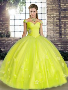 Modern Sleeveless Lace Up Floor Length Beading and Appliques Sweet 16 Quinceanera Dress