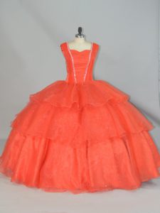 Luxurious Organza Sleeveless Floor Length Sweet 16 Dresses and Beading and Ruffled Layers