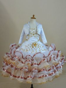 Best Strapless Sleeveless Lace Up Kids Pageant Dress Multi-color Organza