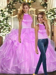 Sleeveless Beading and Ruffles Backless 15 Quinceanera Dress