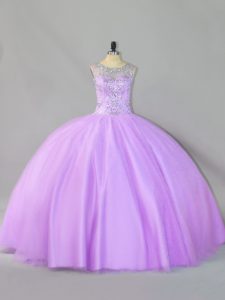 Fitting Lavender Zipper Scoop Sequins Quince Ball Gowns Tulle Sleeveless