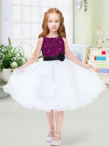 Custom Made Scoop Sleeveless Zipper Flower Girl Dresses for Less White Organza