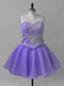 Organza Sweetheart Sleeveless Lace Up Beading Dress for Prom in Lavender