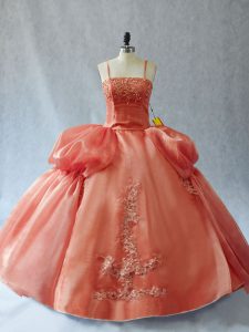 Elegant Appliques Sweet 16 Dress Rust Red Lace Up Sleeveless Floor Length