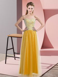 Sweetheart Sleeveless Lace Up Prom Dresses Gold Tulle