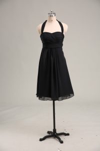 Sexy Halter Top Sleeveless Chiffon Prom Gown Ruching Zipper