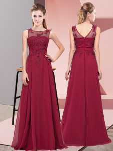 Dramatic Sleeveless Beading and Appliques Zipper Bridesmaids Dress