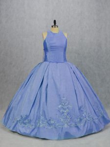 Cheap Floor Length Ball Gowns Sleeveless Blue Ball Gown Prom Dress Zipper