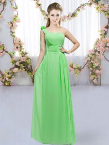 Sumptuous Floor Length Wedding Guest Dresses Chiffon Sleeveless Hand Made Flower