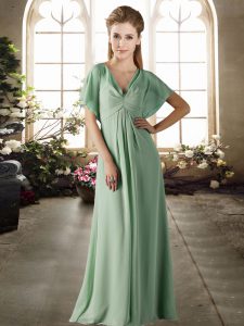Extravagant Short Sleeves Ruching Zipper Vestidos de Damas