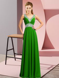 Floor Length Empire Sleeveless Green Homecoming Dress Lace Up