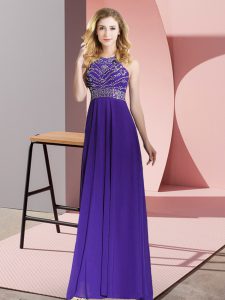 Sleeveless Beading Backless Prom Evening Gown