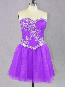 Lilac Sweetheart Lace Up Beading Prom Gown Sleeveless