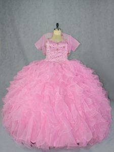 Floor Length Ball Gowns Sleeveless Baby Pink 15 Quinceanera Dress Lace Up