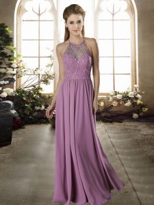 Edgy Floor Length Empire Sleeveless Lilac Quinceanera Court of Honor Dress Criss Cross