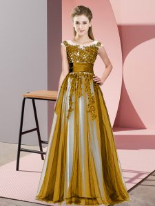 Admirable Brown Scoop Neckline Beading and Lace Wedding Party Dress Sleeveless Zipper