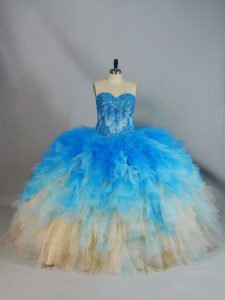 Artistic Sweetheart Sleeveless Tulle Quinceanera Gowns Appliques and Ruffles Lace Up