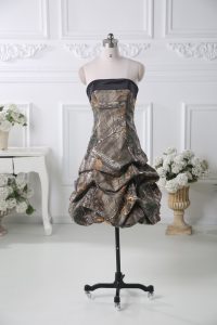 Luxurious Strapless Sleeveless Prom Dress Mini Length Pick Ups Multi-color Printed