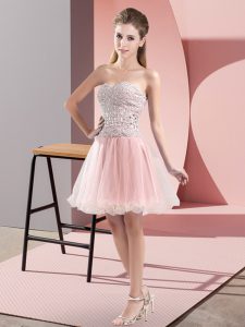 Free and Easy Tulle Sleeveless Mini Length Homecoming Dress and Beading