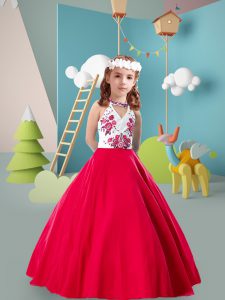 Sleeveless Embroidery Zipper Child Pageant Dress