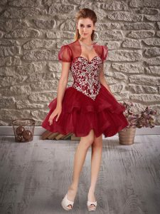 Beauteous Sweetheart Sleeveless Tulle Club Wear Beading and Ruffled Layers Lace Up