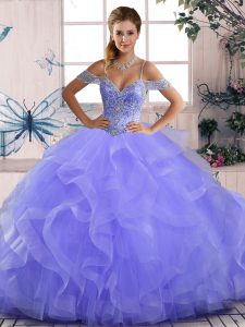 Sleeveless Lace Up Asymmetrical Beading and Ruffles Sweet 16 Dresses