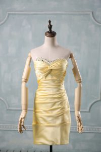 Column/Sheath Party Dress for Toddlers Yellow Sweetheart Taffeta Sleeveless Mini Length Side Zipper