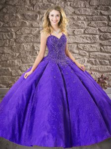 Beautiful Purple Sleeveless Beading Floor Length Quinceanera Dress