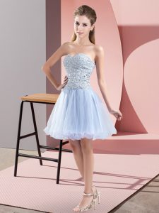 Latest Tulle Sleeveless Mini Length Prom Party Dress and Beading