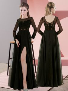 Perfect Olive Green Long Sleeves Chiffon Zipper Court Dresses for Sweet 16 for Wedding Party