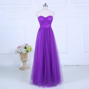 New Arrival Floor Length Zipper Bridesmaids Dress Eggplant Purple for Wedding Party with Ruching