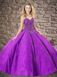 Gorgeous Beading Quinceanera Dress Eggplant Purple Lace Up Sleeveless Floor Length