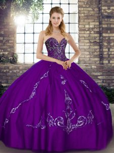 Delicate Ball Gowns Quinceanera Gowns Purple Sweetheart Tulle Sleeveless Floor Length Lace Up