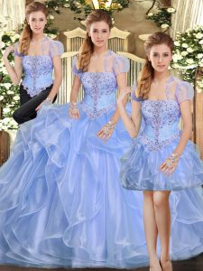 Sleeveless Beading and Ruffles Lace Up Vestidos de Quinceanera