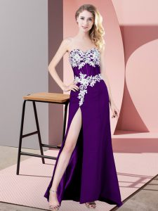 Glorious Sweetheart Sleeveless Zipper Homecoming Dress Purple Chiffon