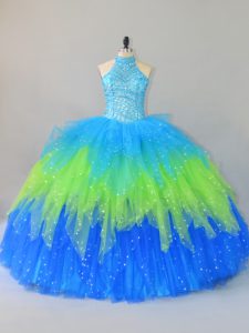 Fabulous Floor Length Ball Gowns Sleeveless Multi-color Quinceanera Gowns Lace Up