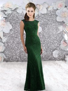 Scoop Sleeveless Zipper Dress Like A Star Dark Green Lace