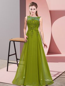 Floor Length Empire Sleeveless Olive Green Quinceanera Court Dresses Zipper