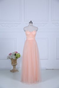 Clearance Peach Sweetheart Neckline Ruching Damas Dress Sleeveless Zipper
