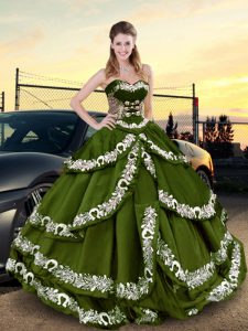 Floor Length Olive Green Quinceanera Dresses Sweetheart Sleeveless Lace Up